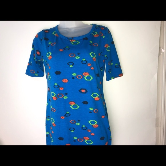 LuLaRoe Blue Dress w/Graphic Design Small - Picture 1 of 12